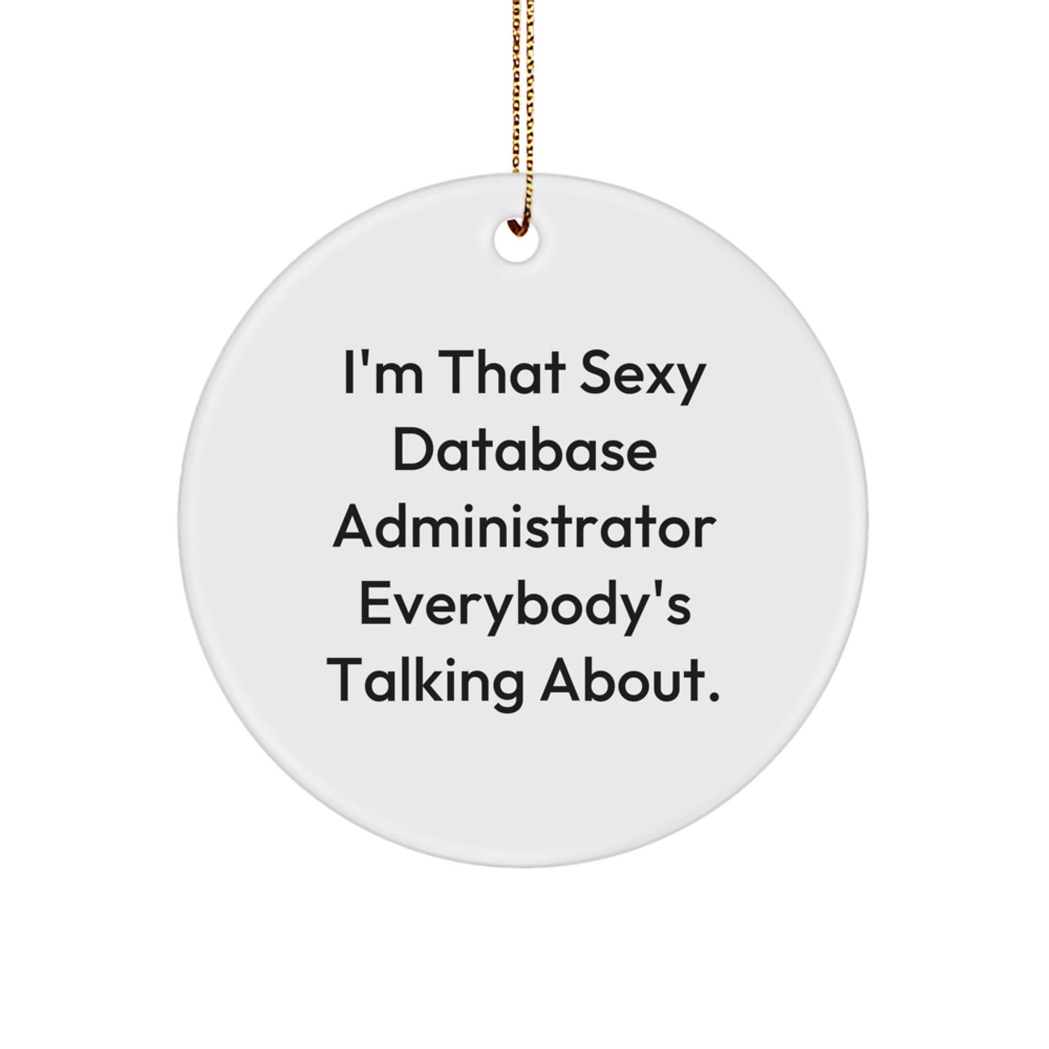 Funny Database Administrator Gifts from Men for Christmas Unique Circle Ornament, 'I'm That Sexy Database Administrator Everybody's Talking About', Cute Decorations for Office - Image 1