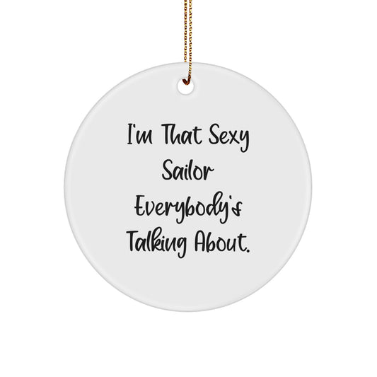 Funny Sailor Circle Ornament Gifts from Friends for Sailor Men at Christmas Unique - Image 1