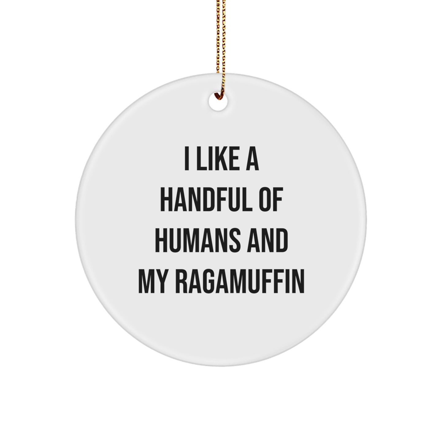Funny Ragamuffin Cat Christmas Circle Ornaments Gifts from Family for Friends, I 'Like A Handful Of Humans And My Ragamuffin' Lover, Unique Christmas Unique Gifts, Circle Ornaments for Home Decor - Image 1