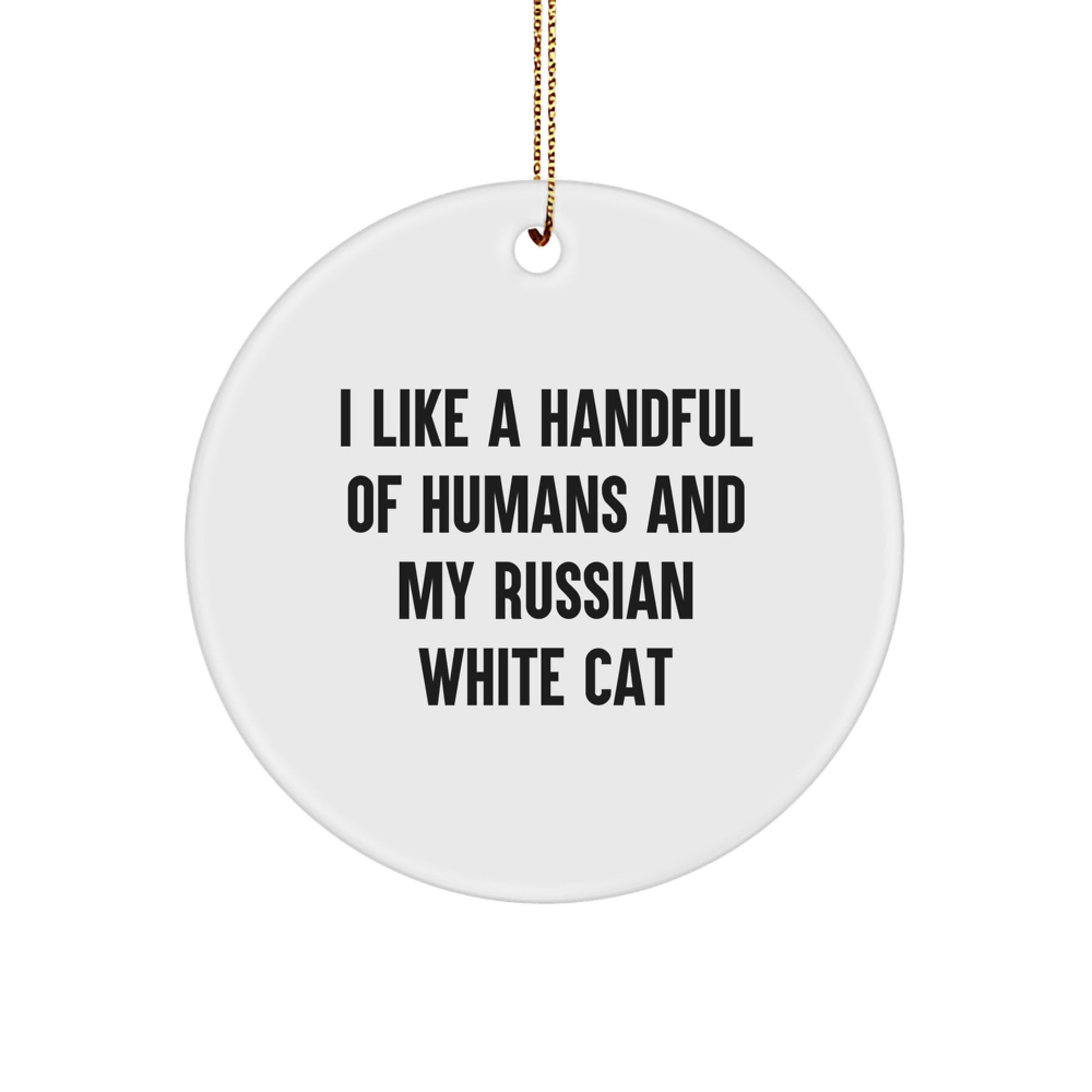 Funny Russian White Cat Gifts for Men and Women from Friends and Family, Circle Ornament for Christmas Unique Unique - Image 1