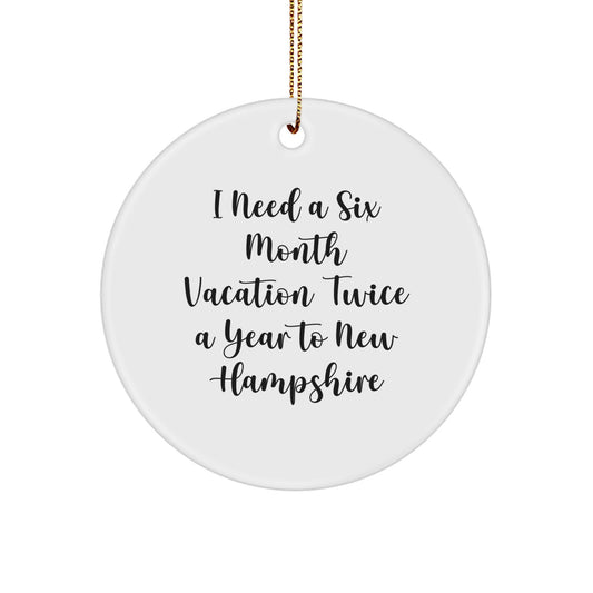 New Hampshire Vacation Getaway Christmas Circle Ornament Gifts from Men to Family - Image 1