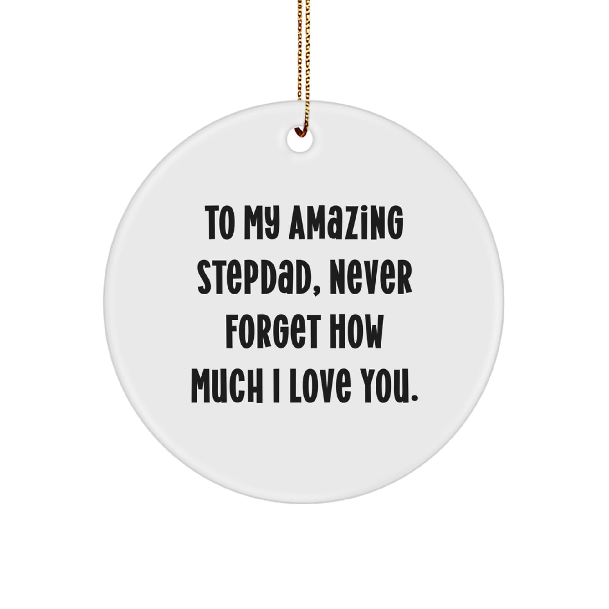 Funny Stepdad Gifts for Him, To My Amazing Stepdad Never Forget How Much I Love You, Christmas Unique Circle Ornament - Image 1