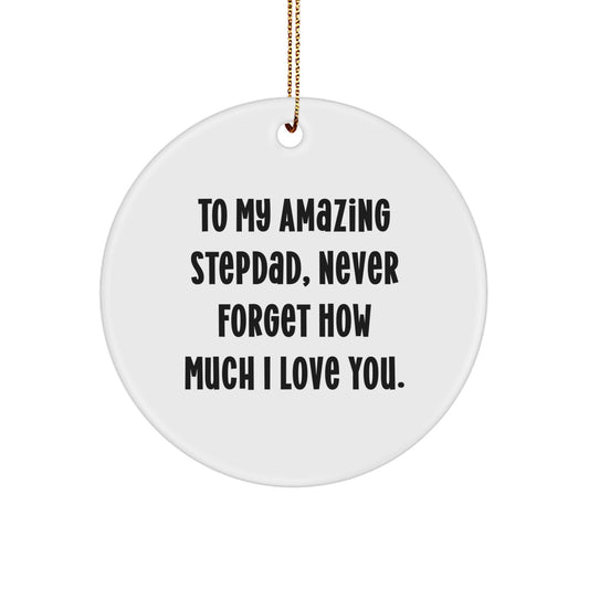 Funny Stepdad Gifts for Him, To My Amazing Stepdad Never Forget How Much I Love You, Christmas Unique Circle Ornament - Image 1