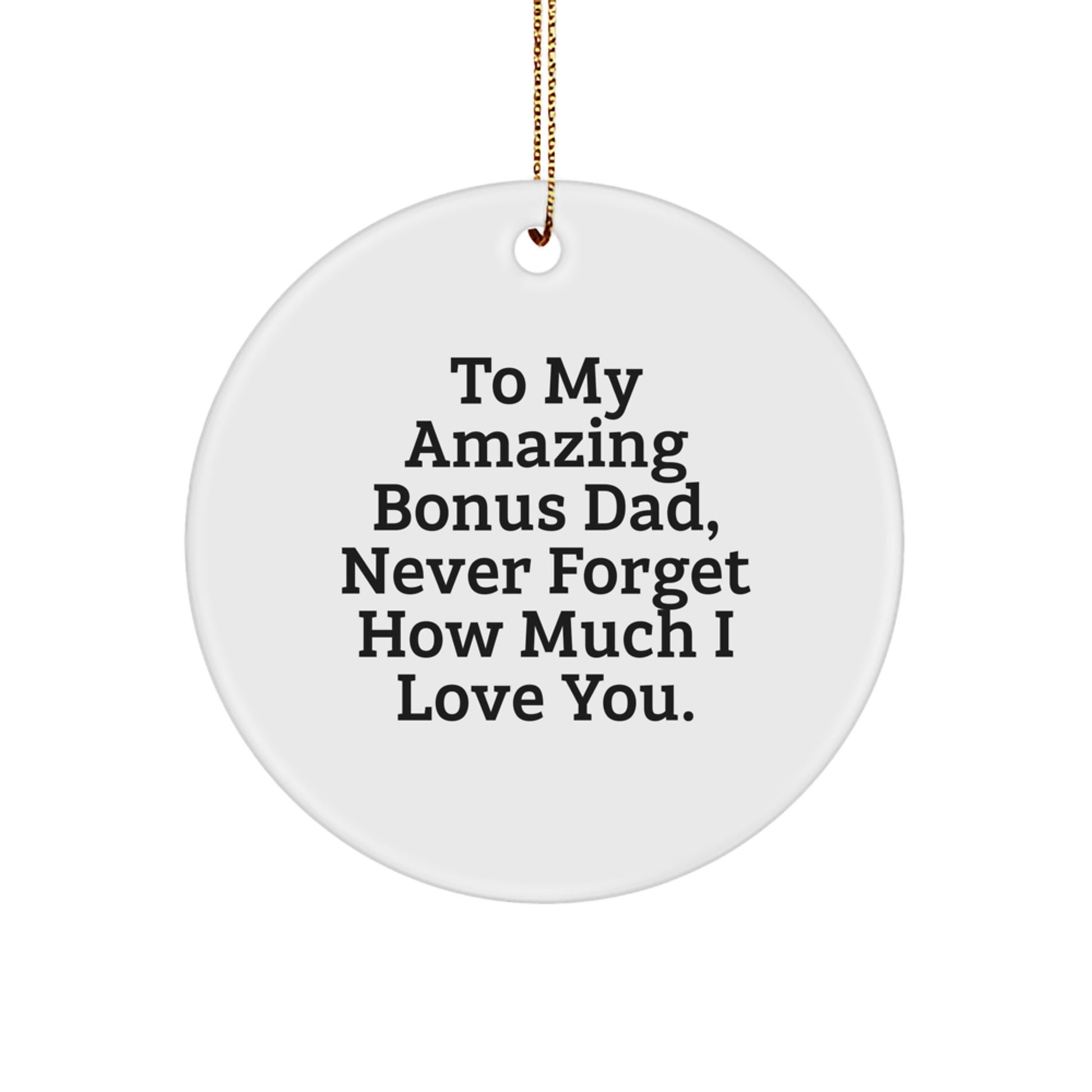 Funny Bonus Dad Gifts from Family, Circle Ornament with To My Amazing Bonus Dad Quote, Christmas Unique Gifts for Bonus Dad - Image 1
