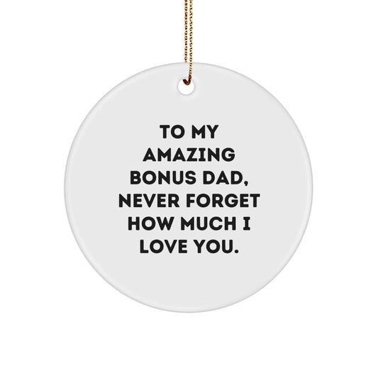 Funny Bonus Dad Gifts from Men to My Amazing Bonus Dad, Unique Circle Ornament for Christmas - Image 1