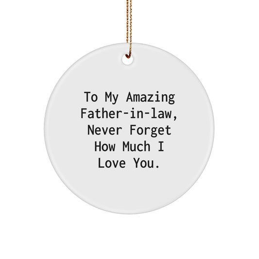 Funny Father-in-law Gifts for Men, Unique Circle Ornament, 'To My Amazing Father-in-law', Christmas Unique Gifts from Family - Image 1