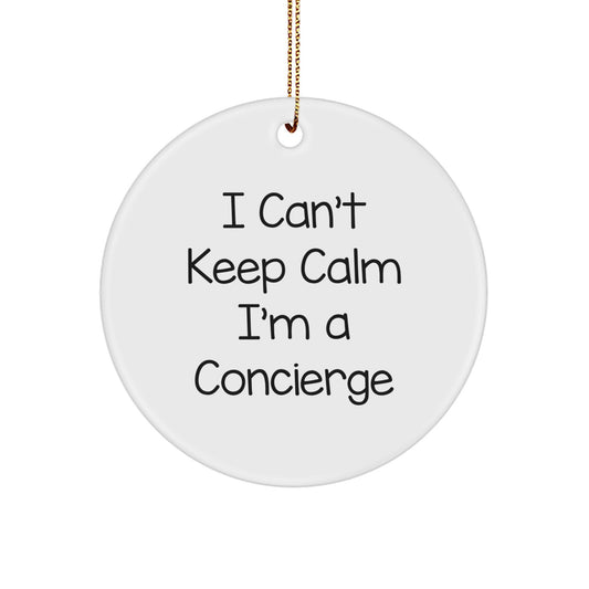 Funny Concierge Gifts from Friends, Unique Christmas Circle Ornament - I'm A Concierge, Gifts for Concierge, White Circle Shaped Decor - Image 1