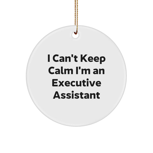 Funny Executive Assistant Gifts from Friends, Executive Assistant Circle Ornament, I Can't Keep Calm I'm An Executive Assistant Christmas Unique Gifts - Image 1