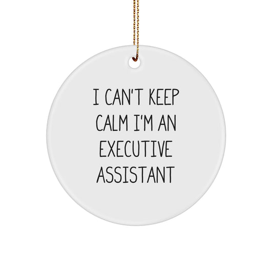 Funny Executive Assistant Gifts from Friends, Circle Ornament I Cant Keep Calm Im An Executive Assistant, Perfect Christmas Unique Gifts for Executive Assistants - Image 1