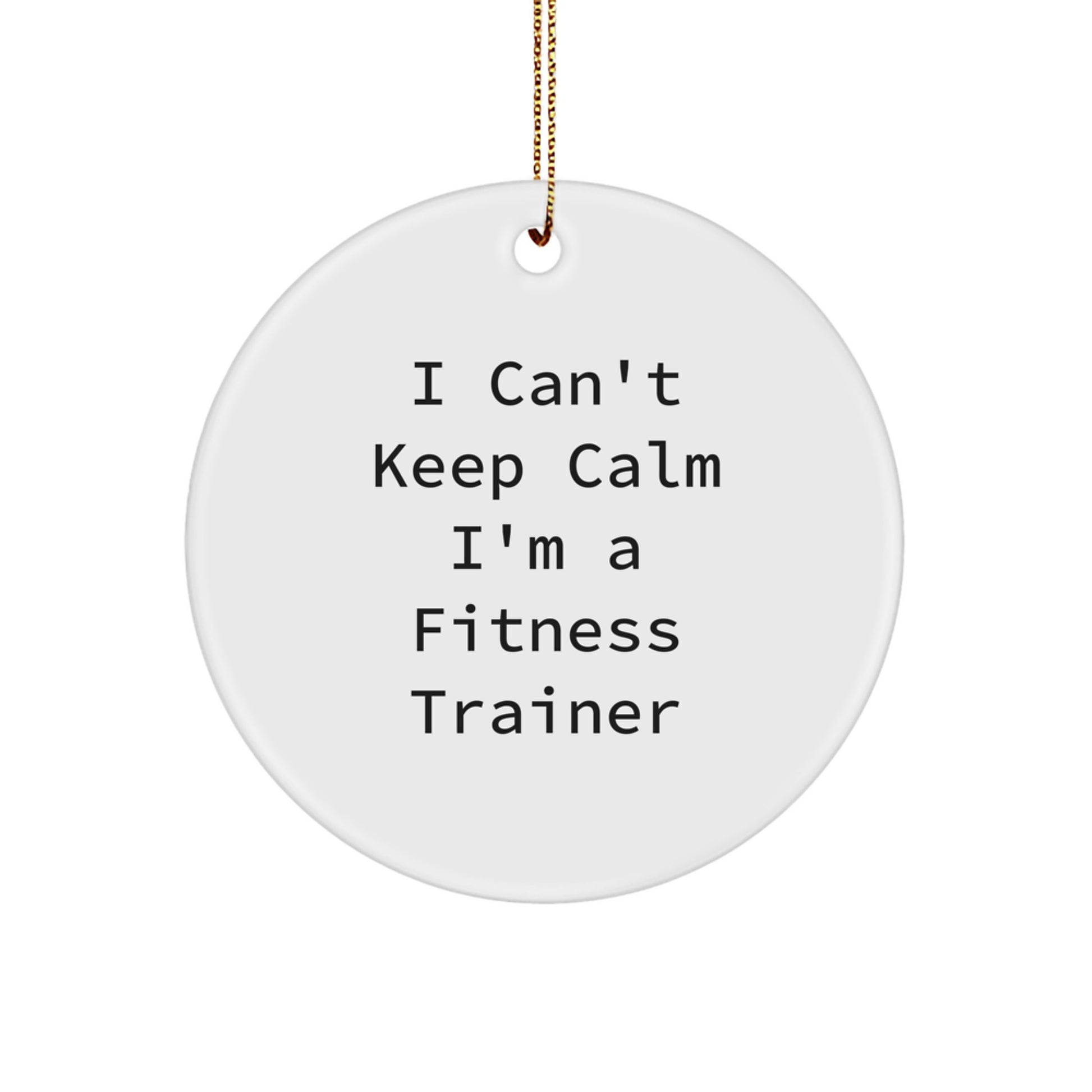 Funny Fitness Trainer Gifts from Friends for Christmas Unique Circle Ornament, 'I Can't Keep Calm I'm A Fitness Trainer' - Christmas Decorations - Image 1