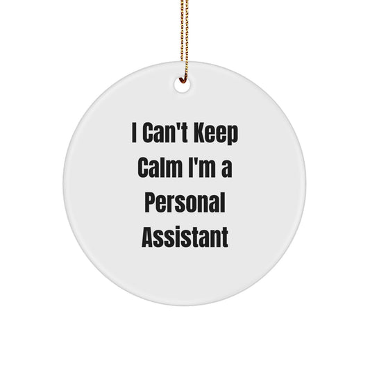 Funny Personal Assistant Gifts from Friends for Personal Assistant Christmas Unique Circle Ornaments with I Can't Keep Calm I'm A Personal Assistant Quote - Image 1