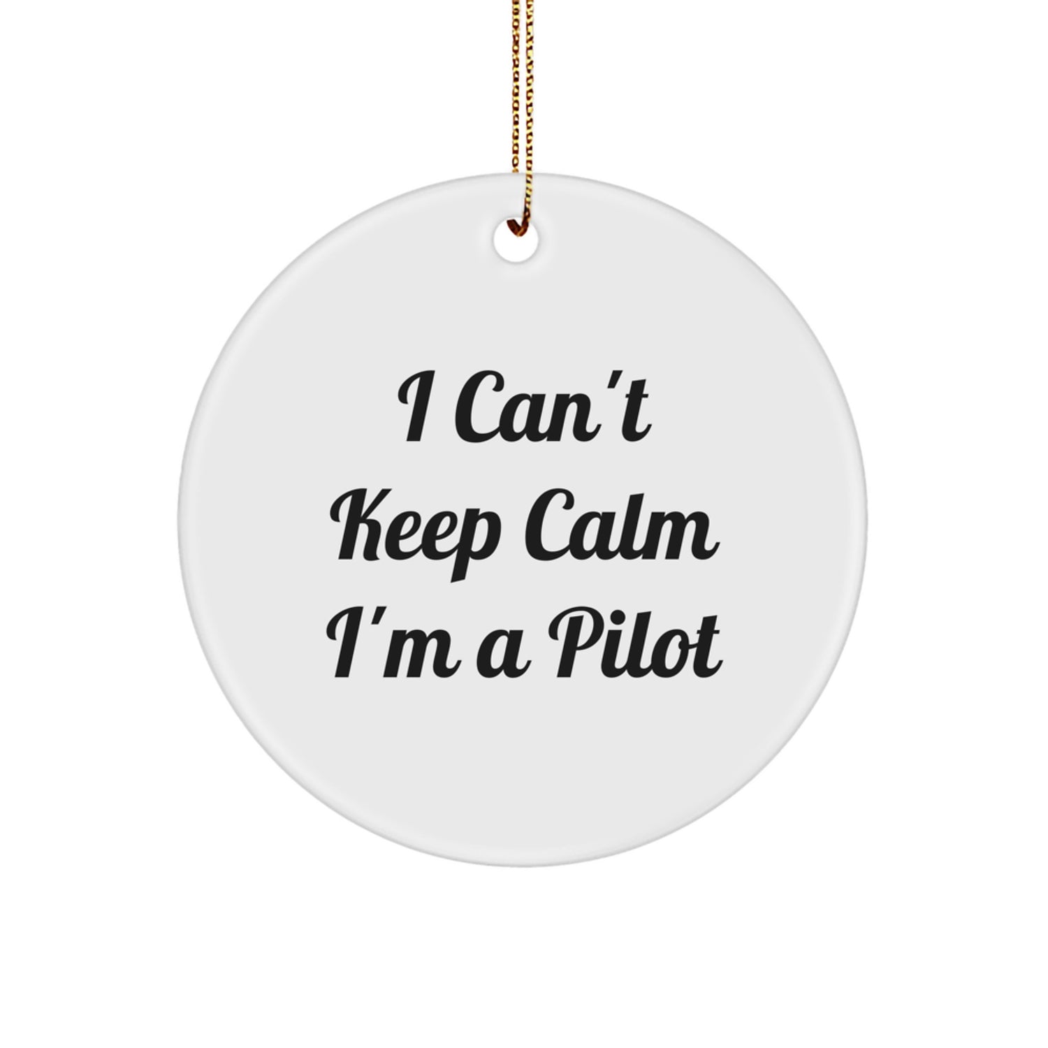 Funny Pilot Gifts for Men from Friends, I Can't Keep Calm I'm A Pilot Christmas Unique Circle Ornament for Pilot Fans - Image 1