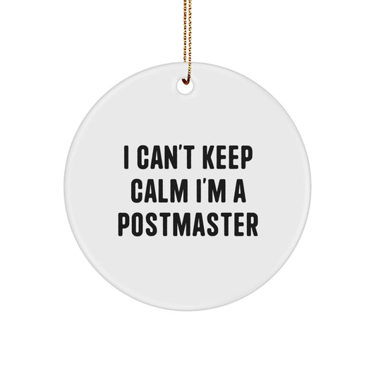 Funny Postmaster Gifts I Can't Keep Calm Circle Ornament, Gifts from Family for Postmaster, Unique Christmas Ornament - Image 1