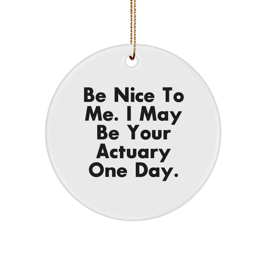 Funny Actuary Gifts for Friends, Unique Circle Ornament from Men to Actuary Coworkers - Image 1