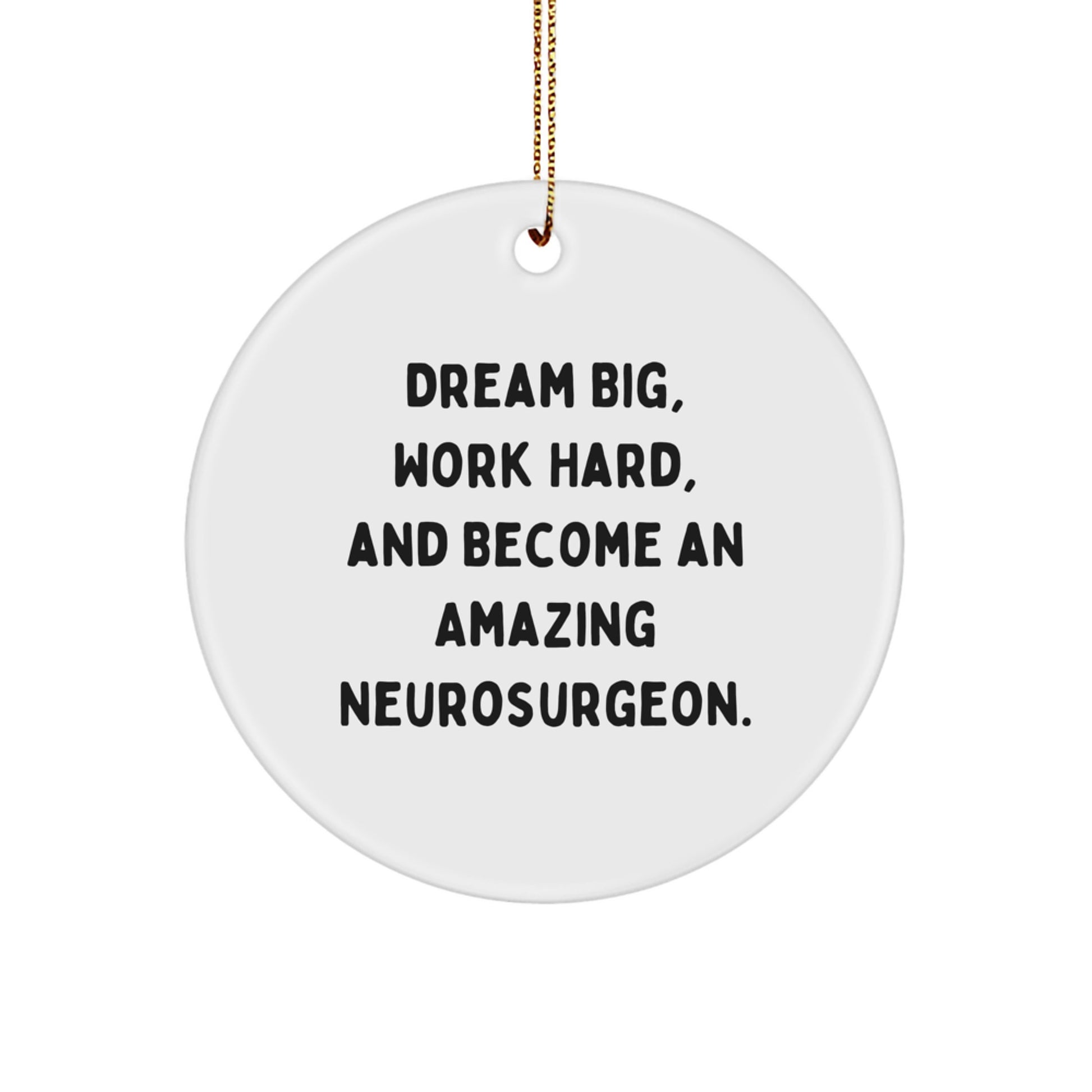 Funny Inspirational Gifts from Friends for Neurosurgeon Christmas Unique Circle Ornament - Dream Big Work Hard - Image 1