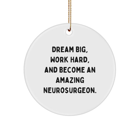 Funny Inspirational Gifts from Friends for Neurosurgeon Christmas Unique Circle Ornament - Dream Big Work Hard - Image 1