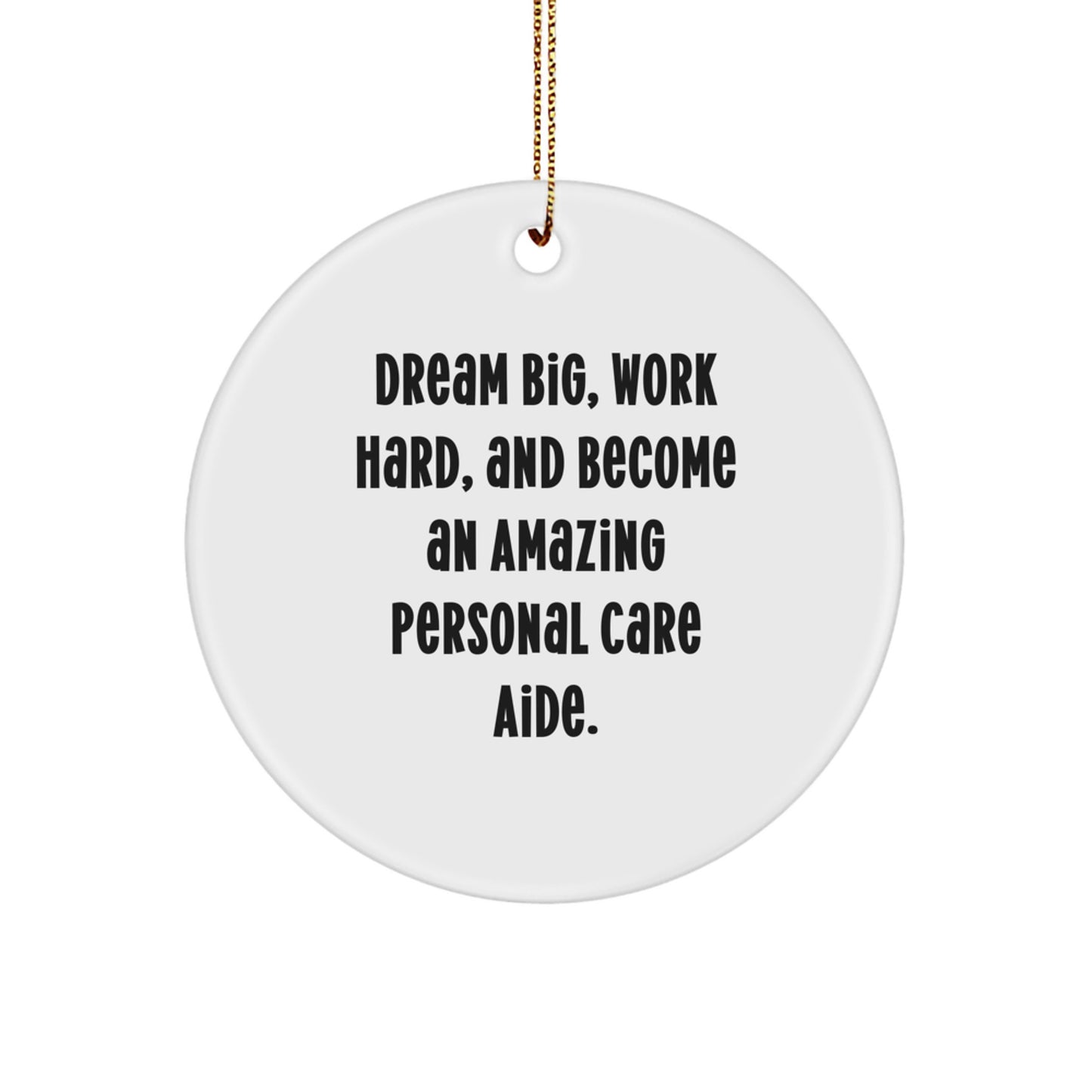 Personal Care Aide Gifts for Christmas, 'Dream Big, Work Hard, And Become An Amazing Personal Care Aide!' Circle Ornament, Gifts from Family to Friends - Image 1