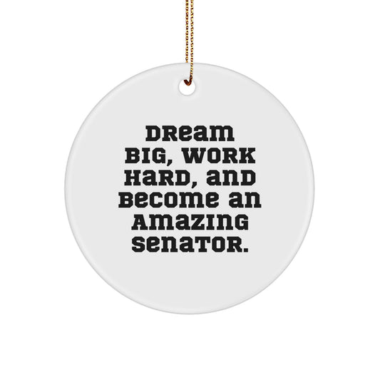 Funny Senator Gifts, Inspirational Quote Circle Ornament, Gifts from Friends for Senator, Christmas Unique Gifts for Men and Women - Image 1