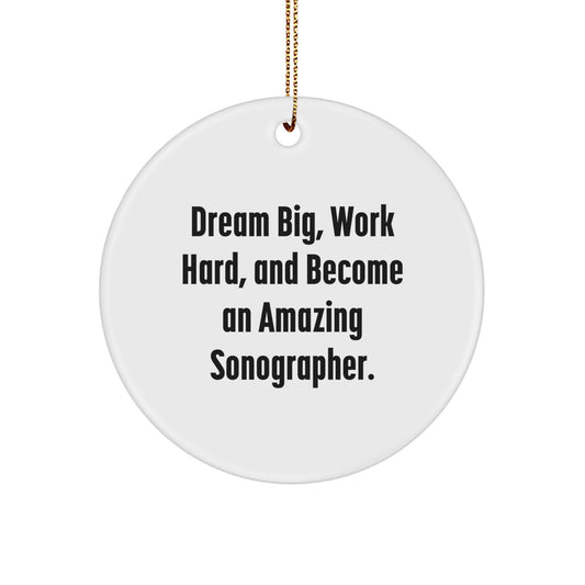 Dream Big Sonographer Gifts, Inspirational Christmas Circle Ornament for Women, Friends, Coworkers, Family, Inspirational Quote: 'Dream Big, Work Hard, And Become An Amazing Sonographer.' - Image 1
