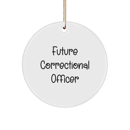 Funny Future Correctional Officer Gifts for Men Correctional Officer Christmas Unique Circle Ornament Gifts from Friends Coworkers Family - Image 1