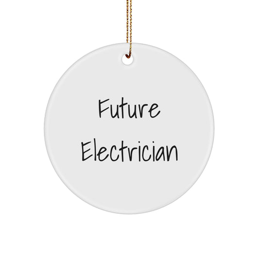 Electrician Gifts for Men - Future Electrician Christmas Circle Ornament, Funny Quote Decorations from Friend, Perfect for Electrician Coworker, White Color, MDF Material - Image 1
