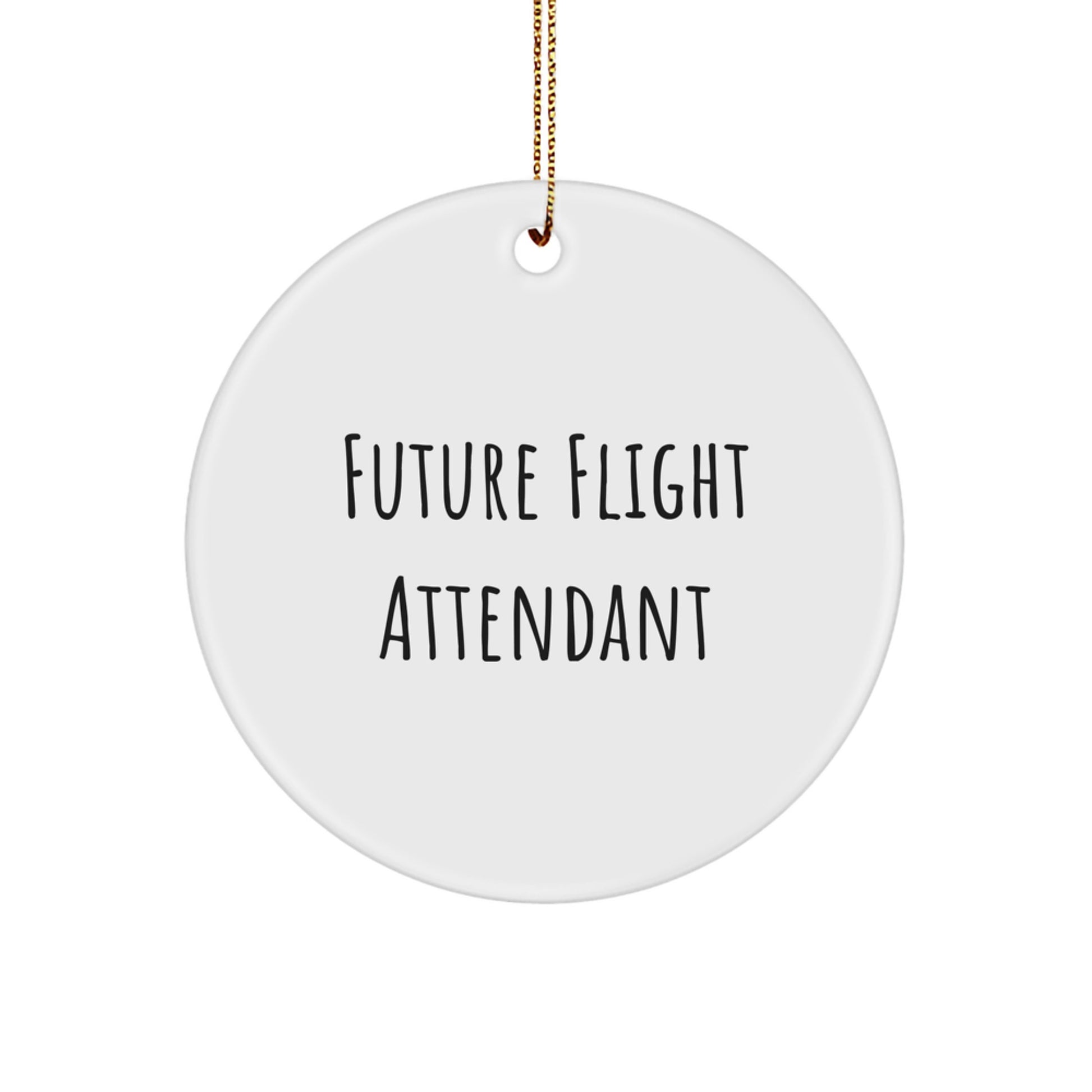 Funny Flight Attendant Gifts from Friends Christmas Circle Ornament - 'Future Flight Attendant' Quote, Unique Flight Attendant Gifts for Him, Her, Coworkers, Family - Image 1