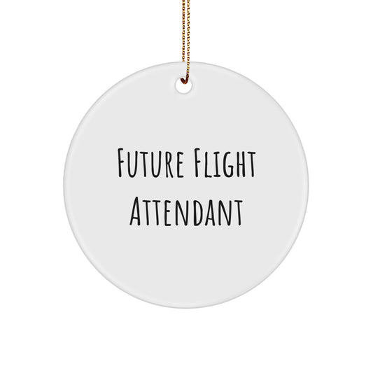 Funny Flight Attendant Gifts from Friends Christmas Circle Ornament - 'Future Flight Attendant' Quote, Unique Flight Attendant Gifts for Him, Her, Coworkers, Family - Image 1