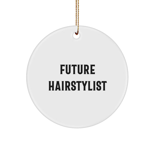 Funny Future Hairstylist Gifts from Mom, Circle Ornament for Hairstylist, Inspirational Christmas Unique Gifts - Image 1