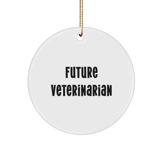 Funny Future Veterinarian Gifts from Mom, Circle Ornament with Inspirational Quote, Christmas Unique Decoration for Veterinarian Friends and Family - Image 1