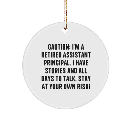 Funny Assistant Principal Gifts for Men Gifts from Family - Retired Assistant Principal Christmas Ornament with Gold Cord - Image 1