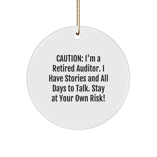 Funny Auditor Gifts - Retired Auditor Caution Circle Ornament for Christmas Unique Gifts from Men to Auditor Friends - Image 1