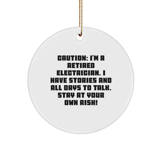 Funny Electrician Gifts, Electrician Retirement Circle Ornament, Christmas Decor for Friends and Family - Gifts from Men to Electrician - Image 1