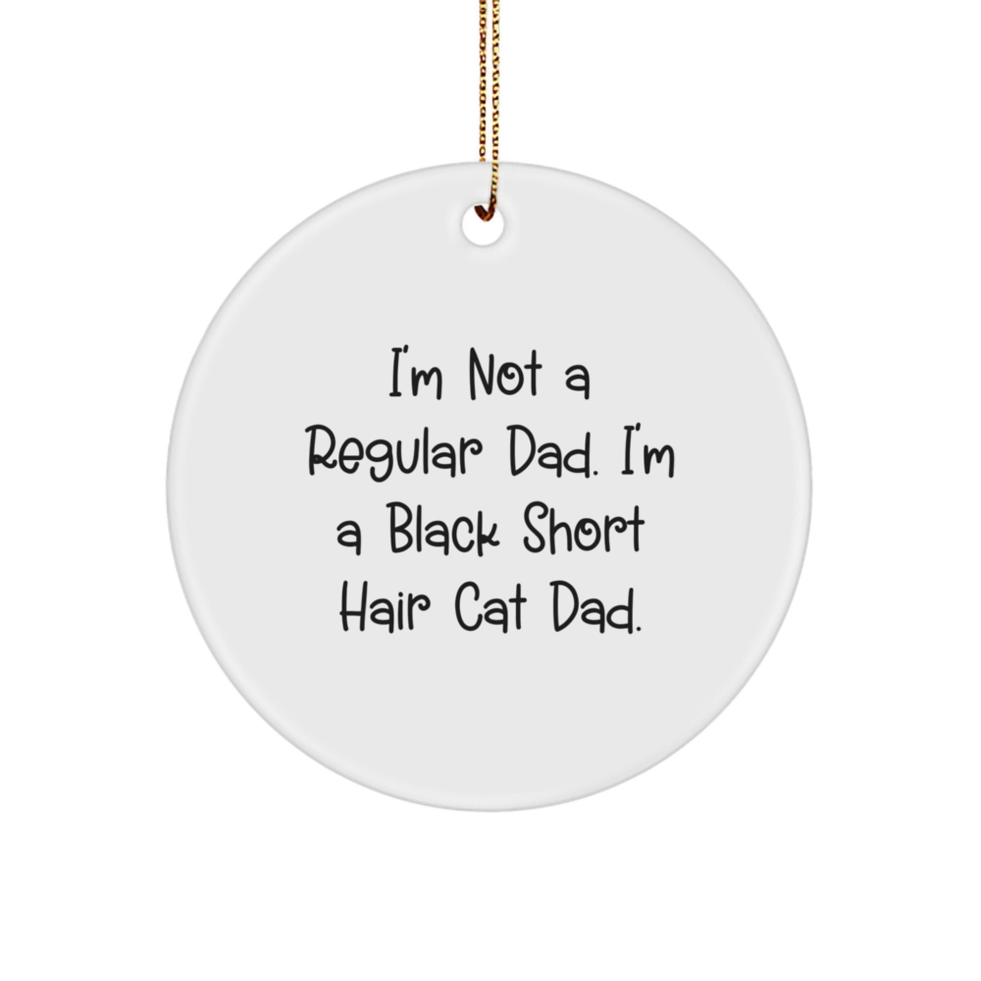Black Short Hair Cat Dad Gifts, Funny Circle Ornament for Men, Women, Family, Friends - 'I'm Not A Regular Dad. I'm A Black Short Hair Cat Dad.' - Image 1