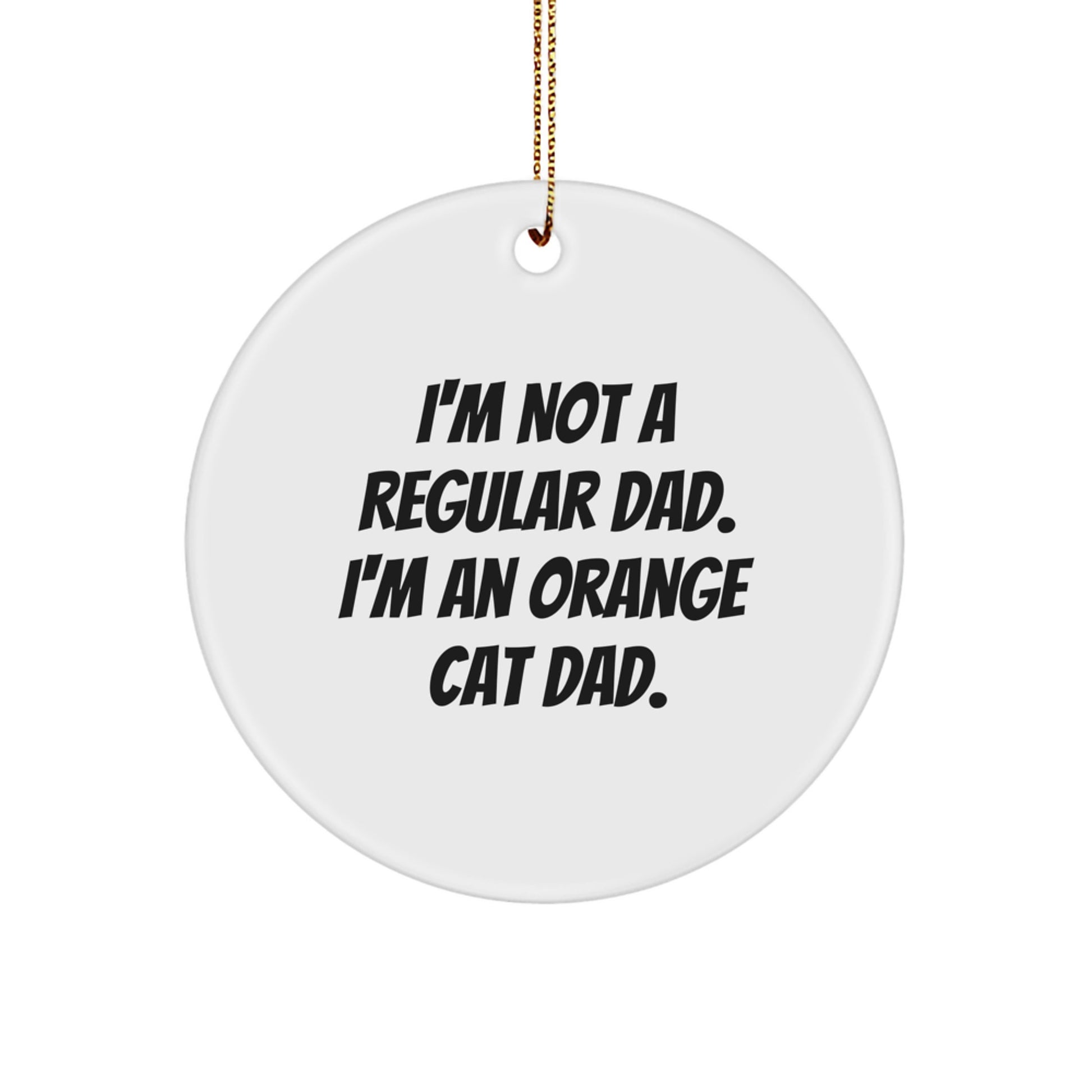 Funny Orange Cat Dad Gifts for Men, 'I'm Not a Regular Dad' Circle Ornament, Christmas Unique Presents from Family - Image 1