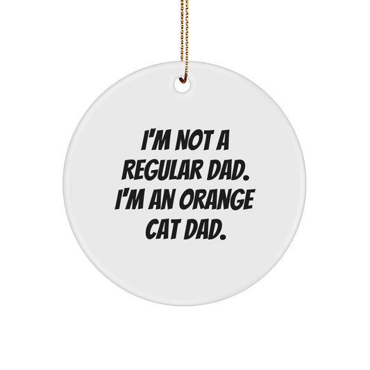 Funny Orange Cat Dad Gifts for Men, 'I'm Not a Regular Dad' Circle Ornament, Christmas Unique Presents from Family - Image 1