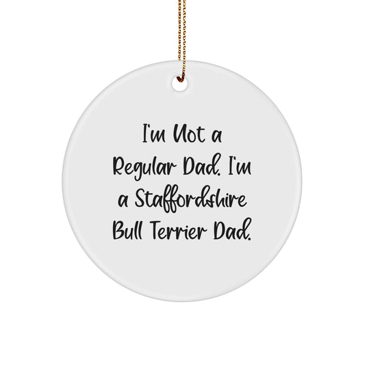 Funny Staffordshire Bull Terrier Dog Circle Ornament for Christmas Unique Gifts from Dad - Image 1