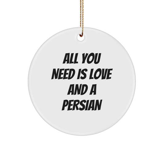 Funny Persian Cat Gifts for Friends from Men, Unique Circle Ornament for Christmas Unique Gifts, 'All You Need Is Love And A Persian' Quote - Image 1