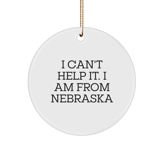 Funny Nebraska Circle Ornament Gifts from Friends and Family - I 'm from Nebraska Gifts for Him Her - Image 1