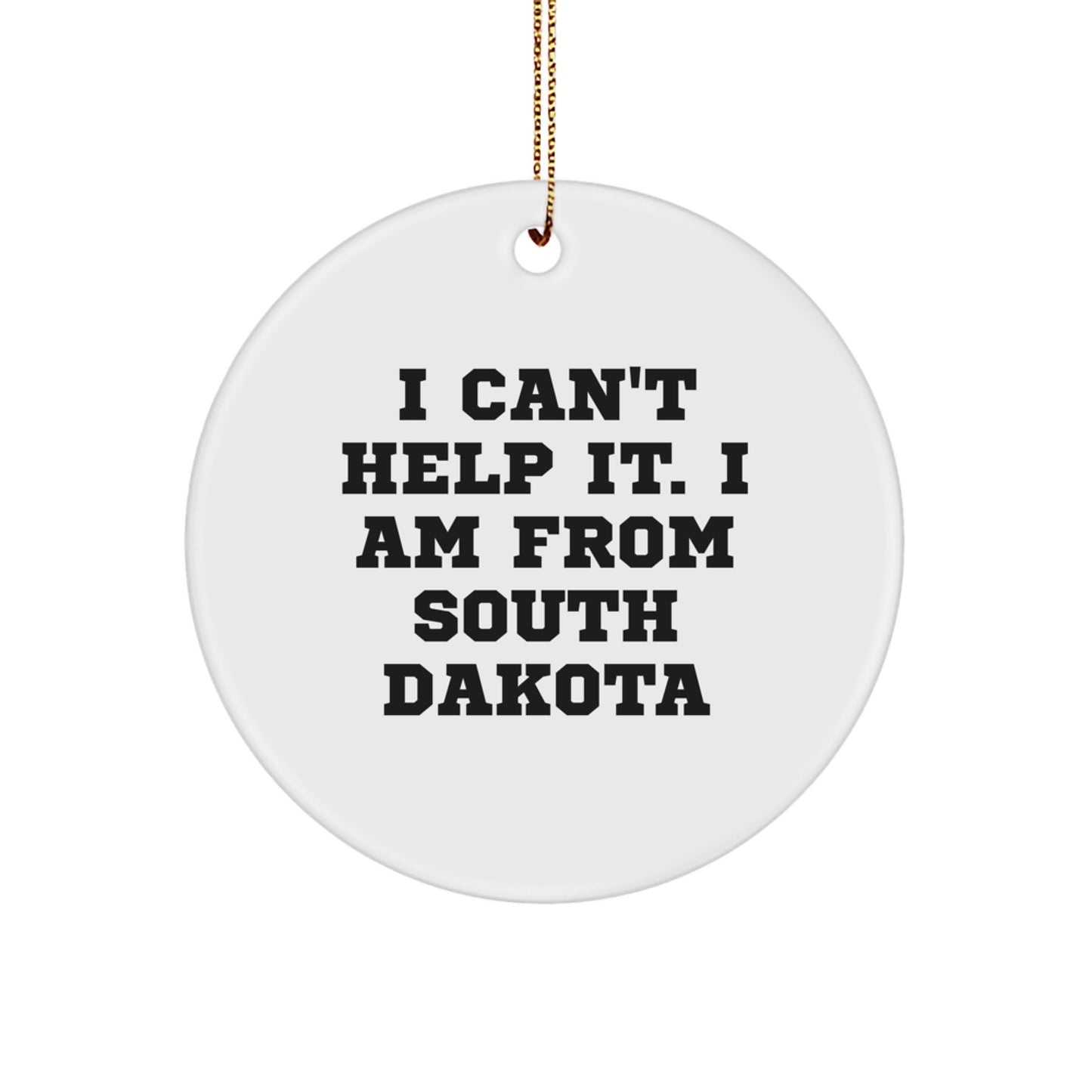 Funny South Dakota Gifts from I Love, Circle Ornament, Christmas Unique Gifts for Him, Her, Family, Friends - Image 1