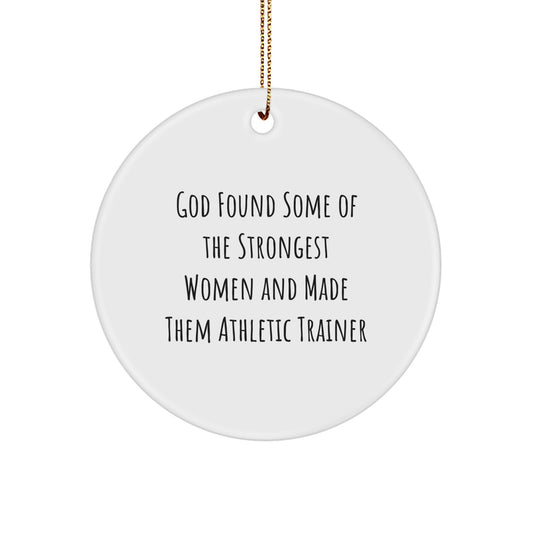 Funny Athletic Trainer Christmas Circle Ornament Gifts from Friends for Women - White Circle Shaped MDF with Sublimation Finish - Image 1