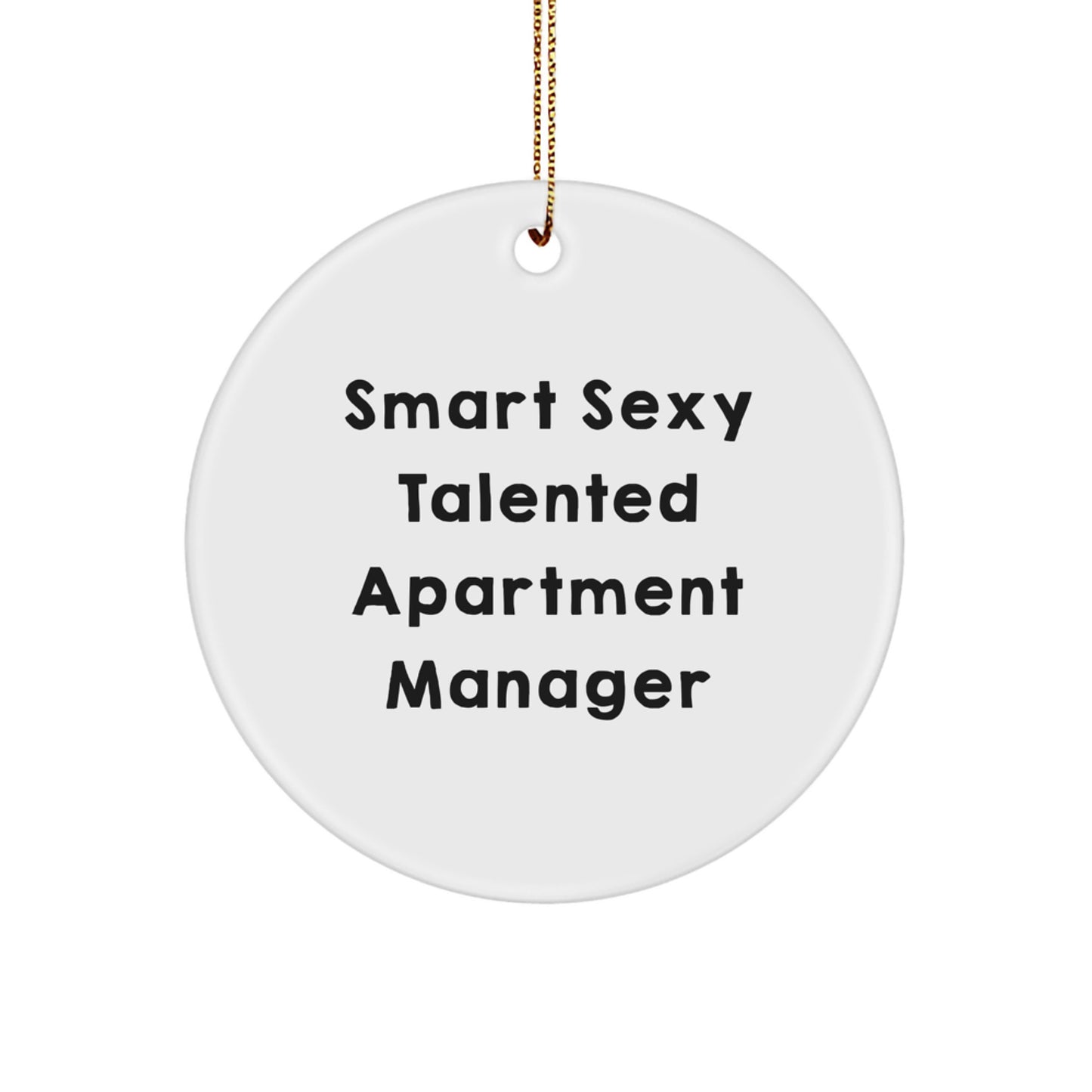 Fun 'Smart Sexy Talented Apartment Manager' Gifts for Men, Funny Christmas Unique Gifts from Friends, Coworkers, Family, Circle Ornament, Apartment Manager Decor - Image 1