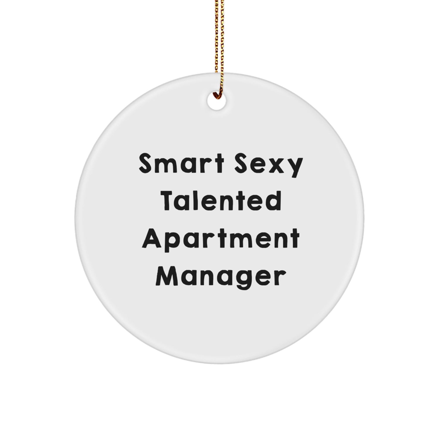 Fun 'Smart Sexy Talented Apartment Manager' Gifts for Men, Funny Christmas Unique Gifts from Friends, Coworkers, Family, Circle Ornament, Apartment Manager Decor - Image 1