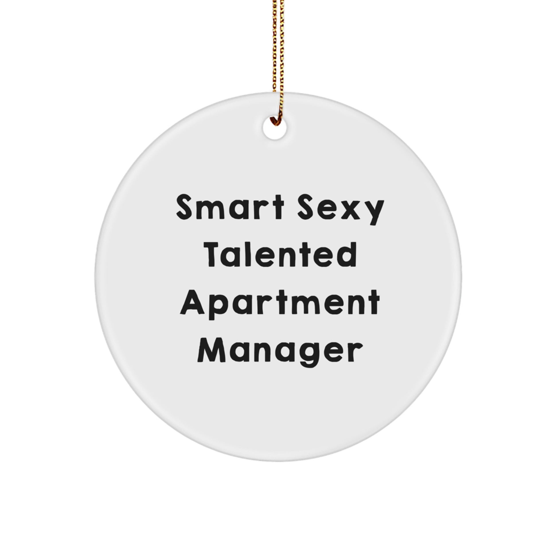Fun 'Smart Sexy Talented Apartment Manager' Gifts for Men, Funny Christmas Unique Gifts from Friends, Coworkers, Family, Circle Ornament, Apartment Manager Decor - Image 1