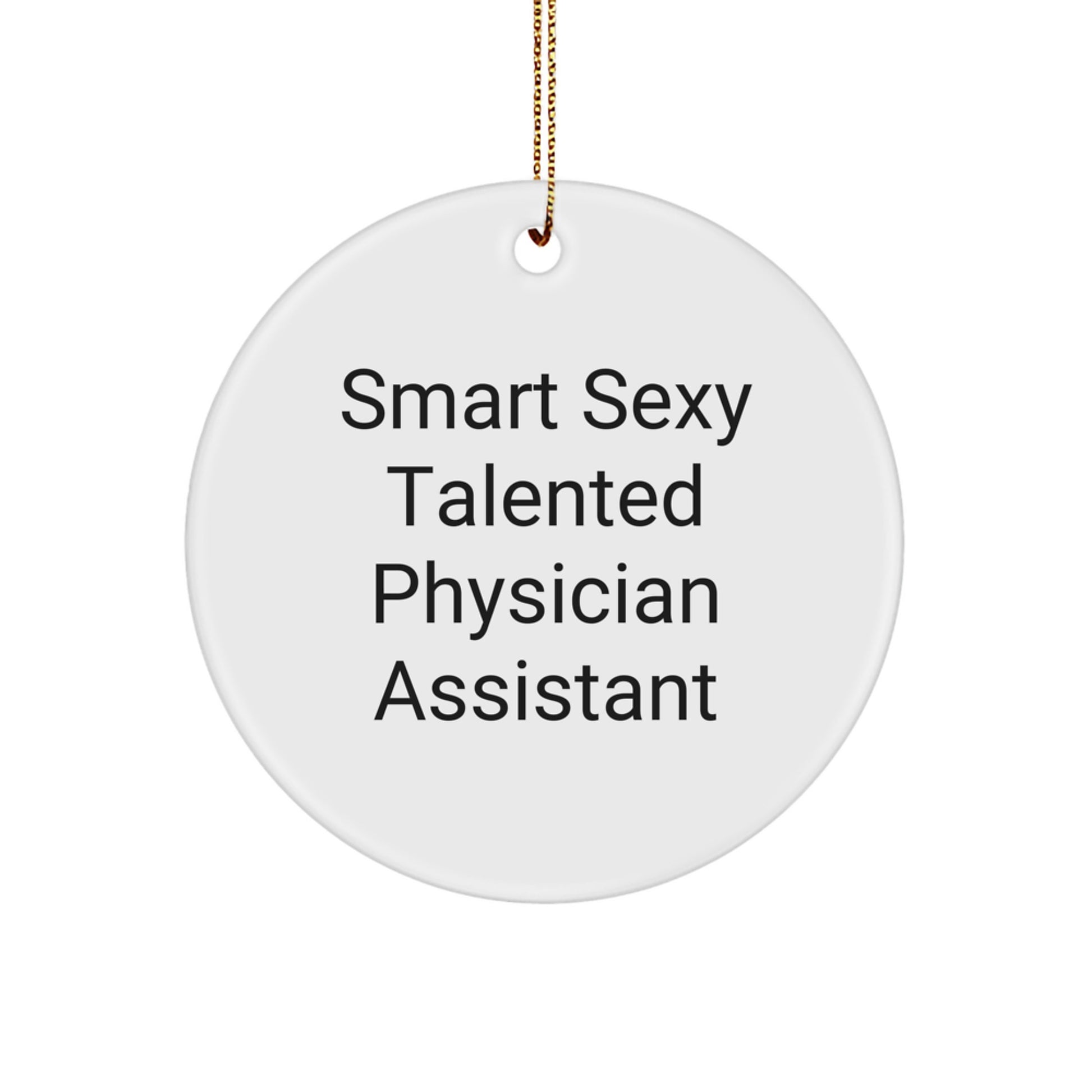 Funny Quote Gifts from Family for Physician Assistant Christmas Unique Circle Ornaments, Smart Sexy Talented PA - Image 1