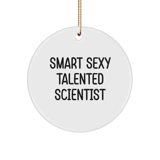 Smart Sexy Talented Scientist Circle Ornament, Funny Gifts from Friends for Christmas - Image 1