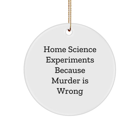 Funny Home Science Experiments Circle Ornament Gifts from Family for Men and Women - 'Home Science Experiments Because Murder Is Wrong' - Unique Christmas Decorations - Image 1