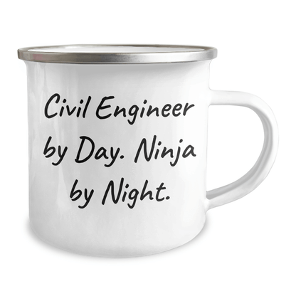 Civil Engineer Gifts for Men from Friends - Funny Quote 'Civil Engineer By Day. Ninja By Night.' on Camping Mug for Graduation - Unique Gifts for Civil Engineer - Victory Thru Vision