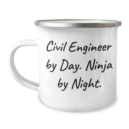 Civil Engineer Gifts for Men from Friends - Funny Quote 'Civil Engineer By Day. Ninja By Night.' on Camping Mug for Graduation - Unique Gifts for Civil Engineer - Victory Thru Vision