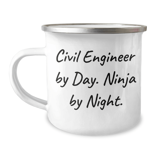 Civil Engineer Gifts for Men from Friends - Funny Quote 'Civil Engineer By Day. Ninja By Night.' on Camping Mug for Graduation - Unique Gifts for Civil Engineer - Victory Thru Vision