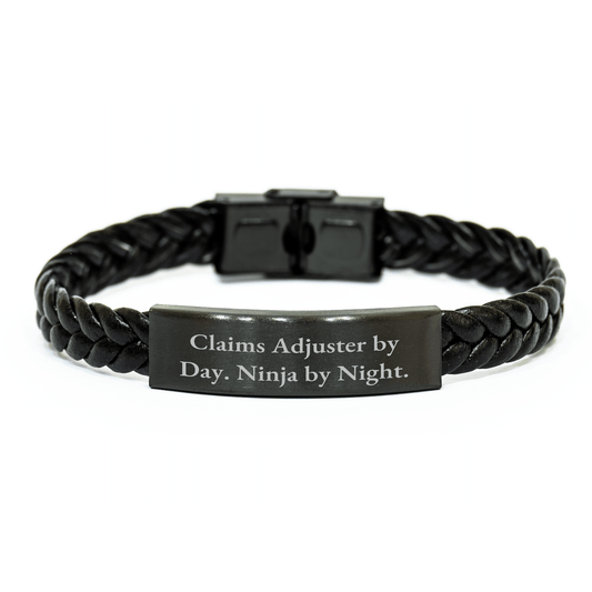 Claims Adjuster Funny Gifts, Interlaced Leather Bracelet for Men, Graduation Unique Gifts from Friends, Claims Adjuster By Day Inspirational Quote - Victory Thru Vision